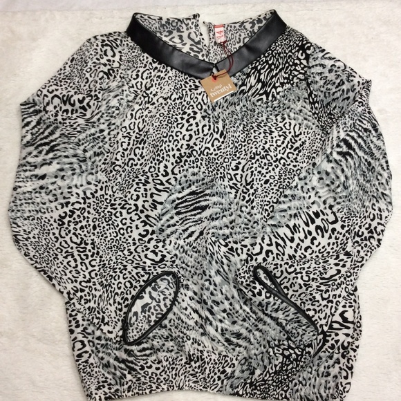 Twenty 4 Black & White Cheetah Print Blouse Sz 14 - Picture 7 of 8